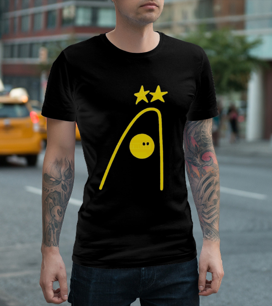 Dandies Badge Fitbatweets Yellow Stars Icon with Curve and Circle T-Shirt