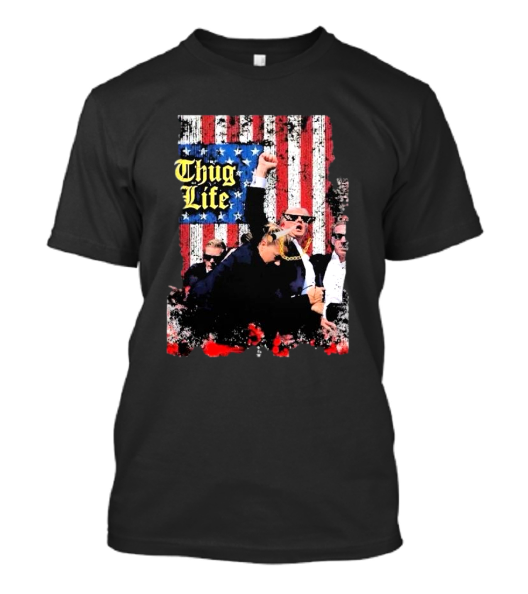 Donald Trump 2024 Thug Life Raised Fist President Xl American Flag T-Shirt