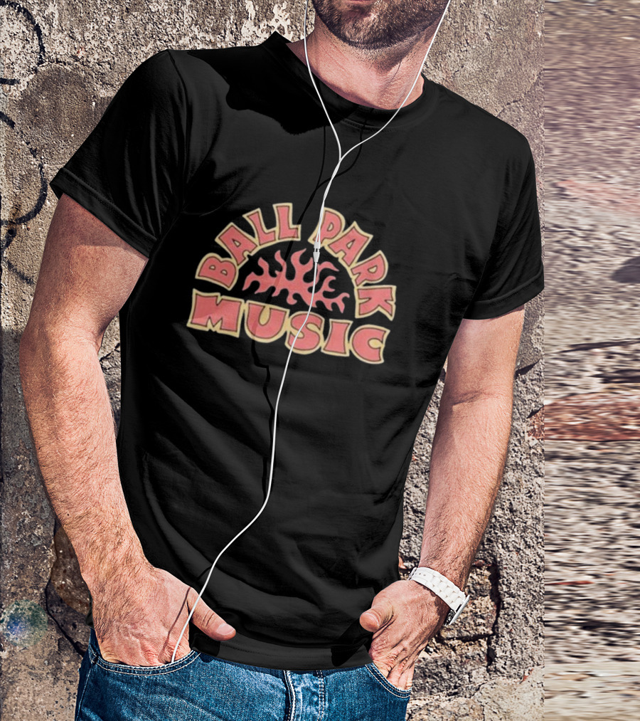 Ball Park Music Bold Retro Style Emblem With Flame Motif T-Shirt