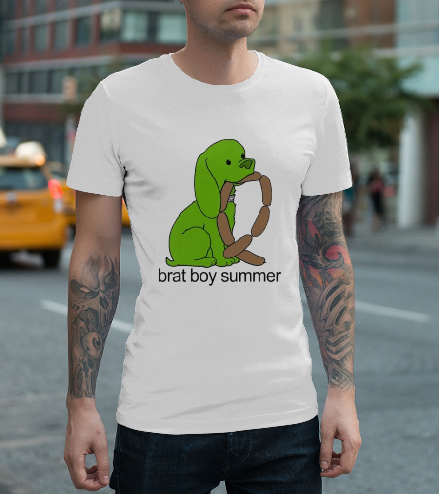 Brat Boy Summer Green Dog Sausage Chain T-Shirt