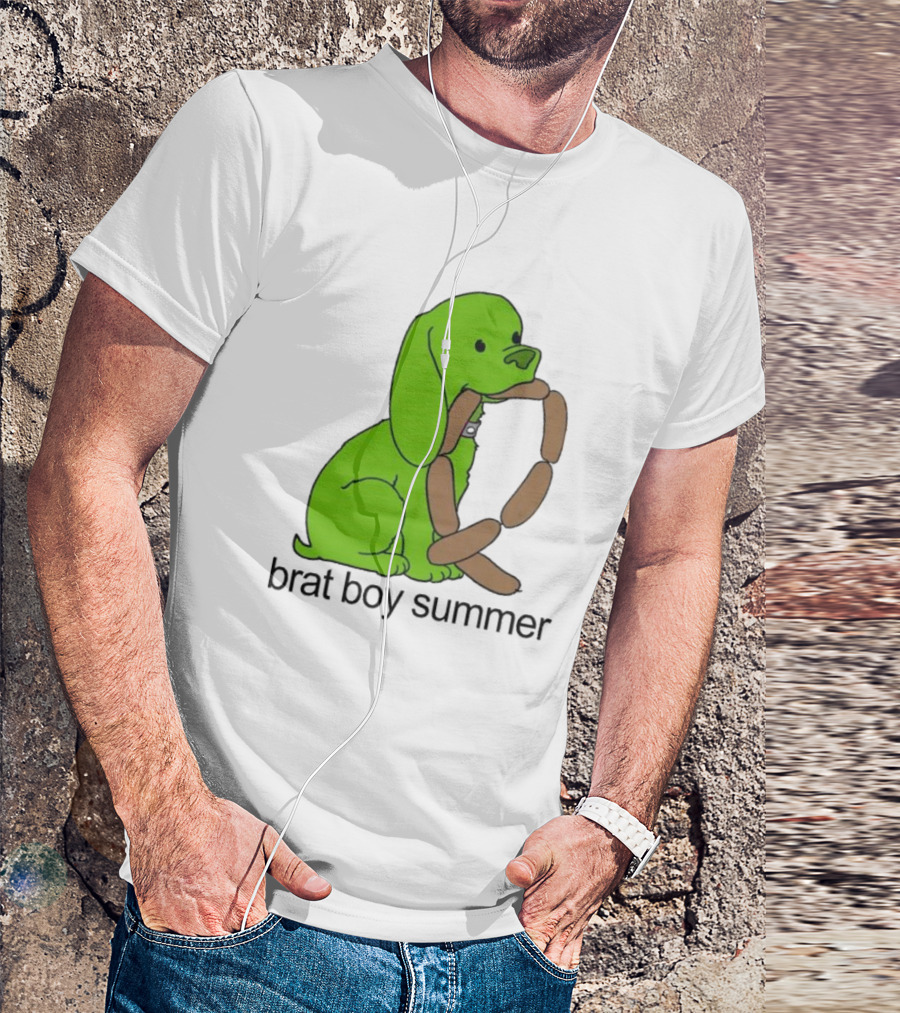 Brat Boy Summer Green Dog Sausage Chain T-Shirt