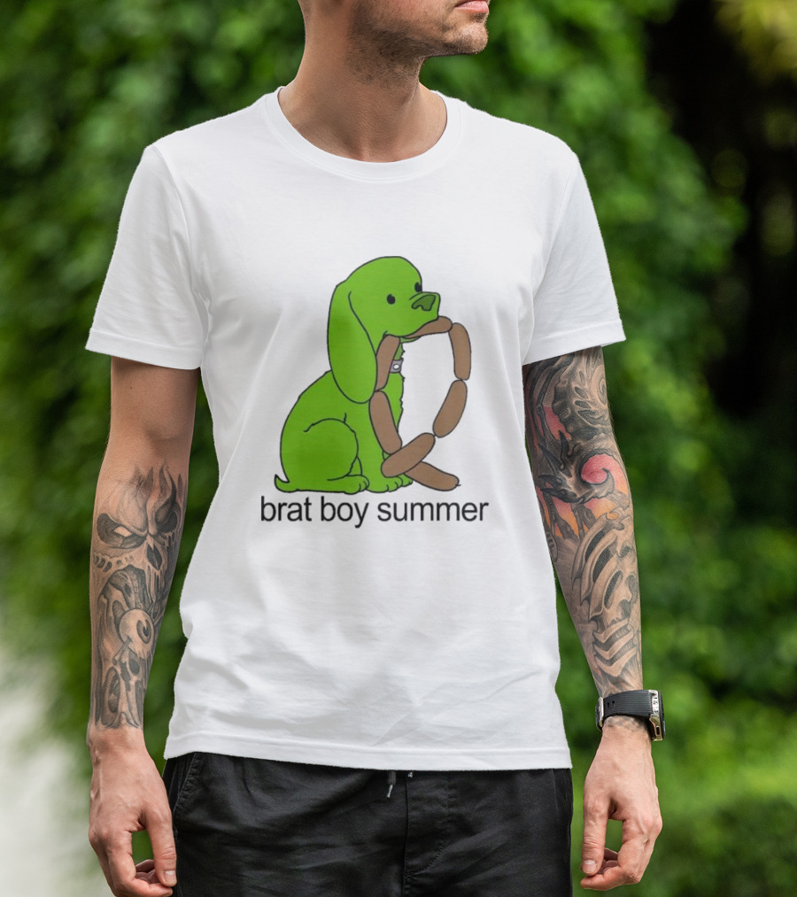 Brat Boy Summer Green Dog Sausage Chain T-Shirt
