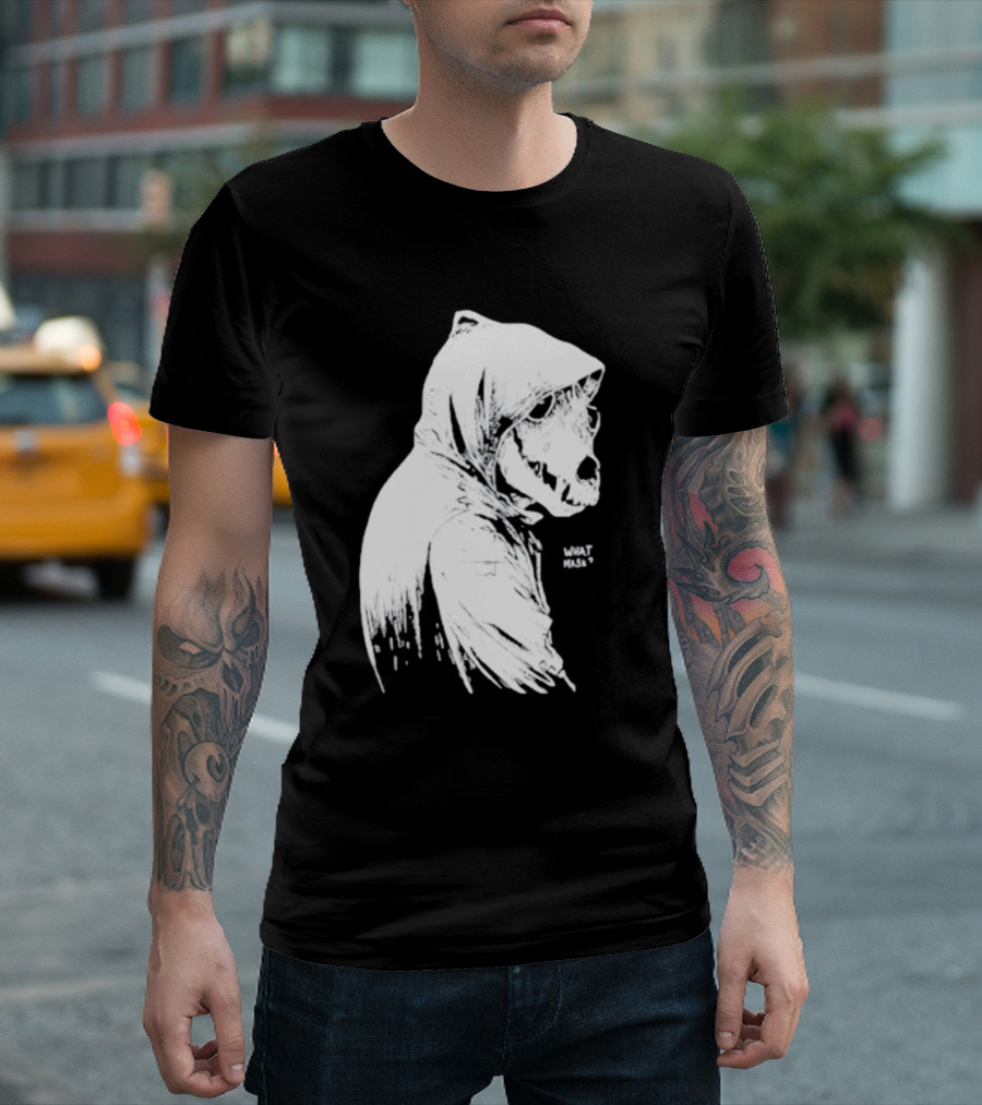 Massive Faceart What Mask Hooded Skull T-Shirt