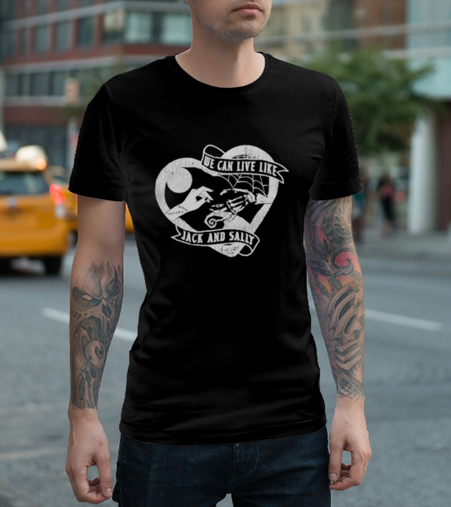 The Lost Bros We Can Live Like Jack And Sally Moonlit Skeleton Heart T-Shirt