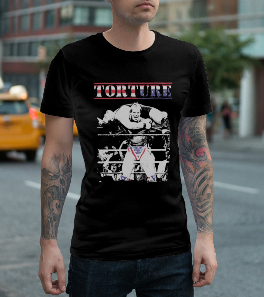 Torture Wrestling Sucks Collab Patriotic Wrestler Carrying Opponent T-Shirt