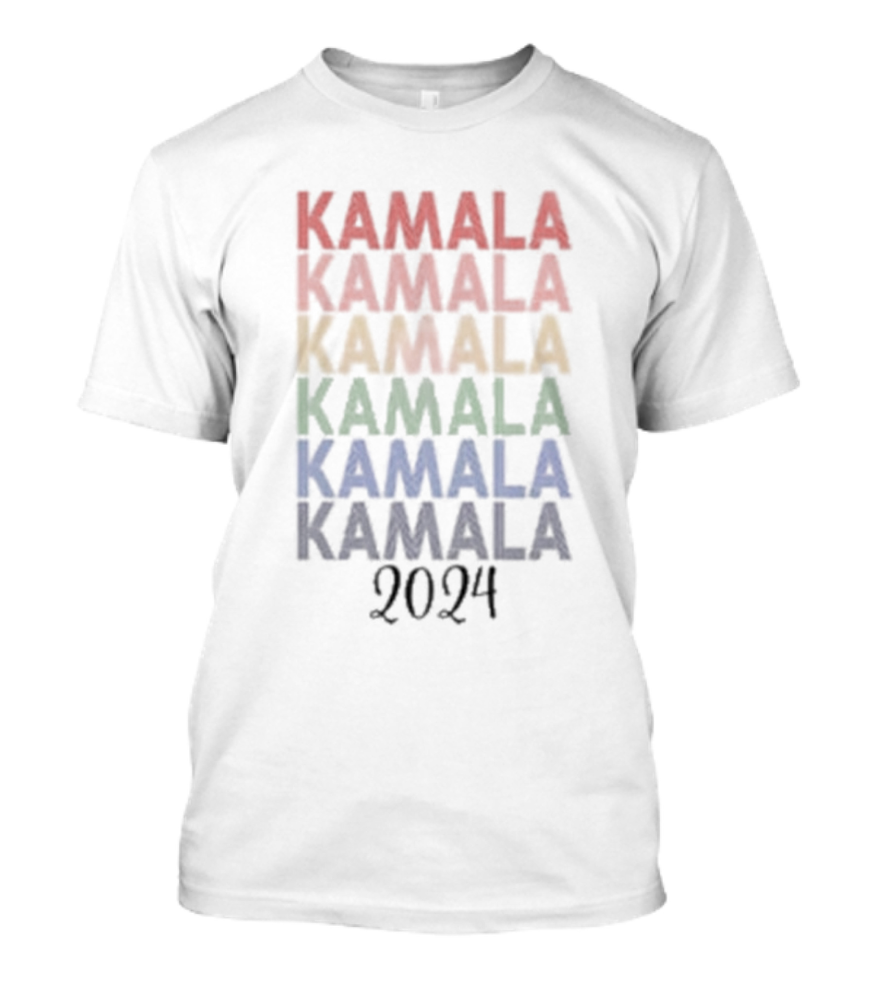 Kamala Kamala Kamala Kamala Kamala Kamala 2024 Multicolor Lettering T-Shirt