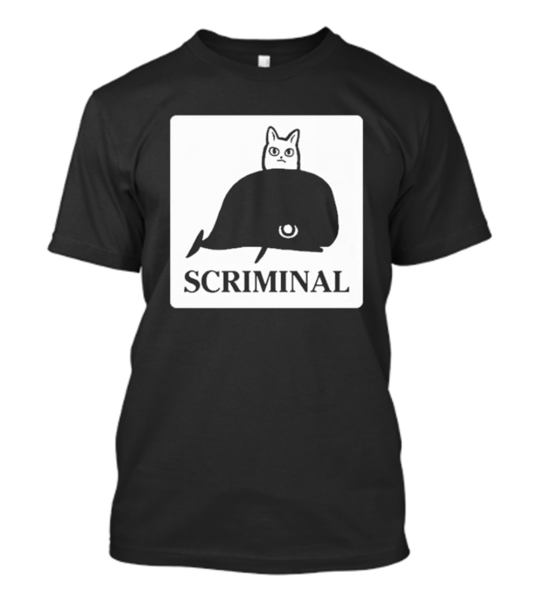 SCRIMINAL N O Marsh Scrimshaw Cat Whale T-Shirt