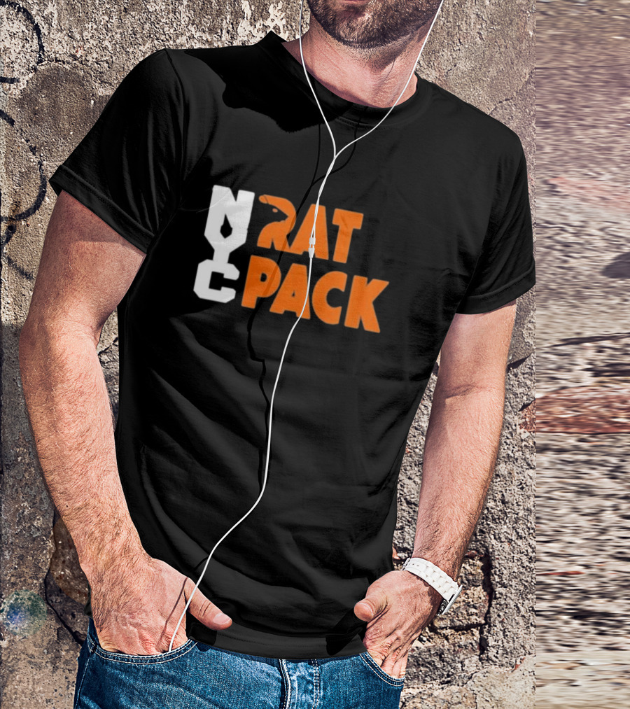 NYC Rat Pack Baseball Rat Typography T-Shirt