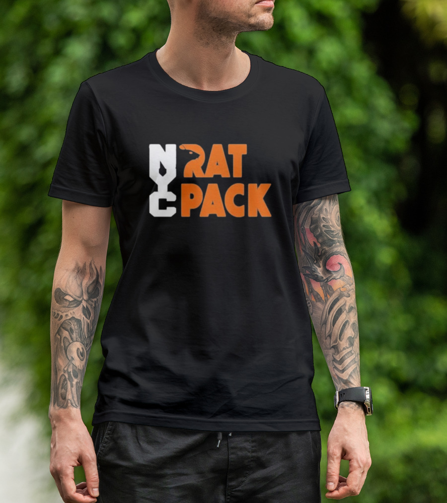 NYC Rat Pack Baseball Rat Typography T-Shirt