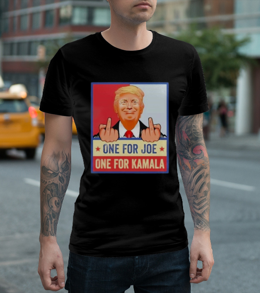Kamala Harris Convicted Felon Trump Middle Finger One For Joe One For Kamala T-Shirt
