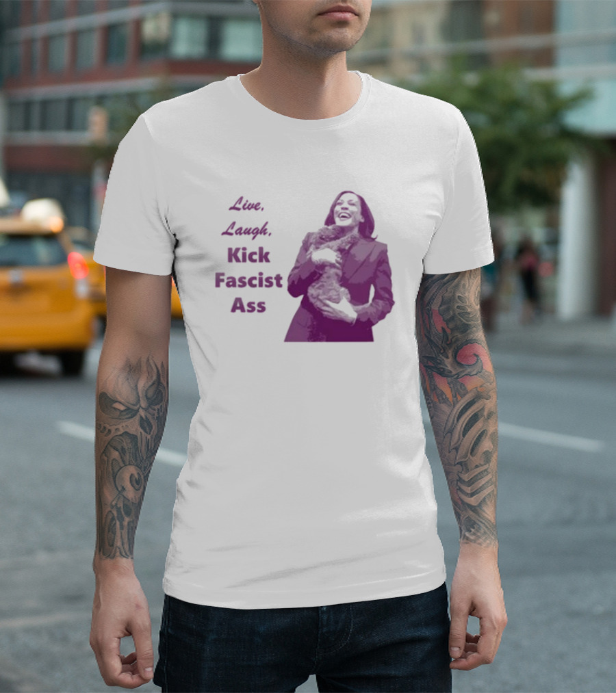 Live Laugh Kick Fascist Ass Kamala Harris Purple T-Shirt
