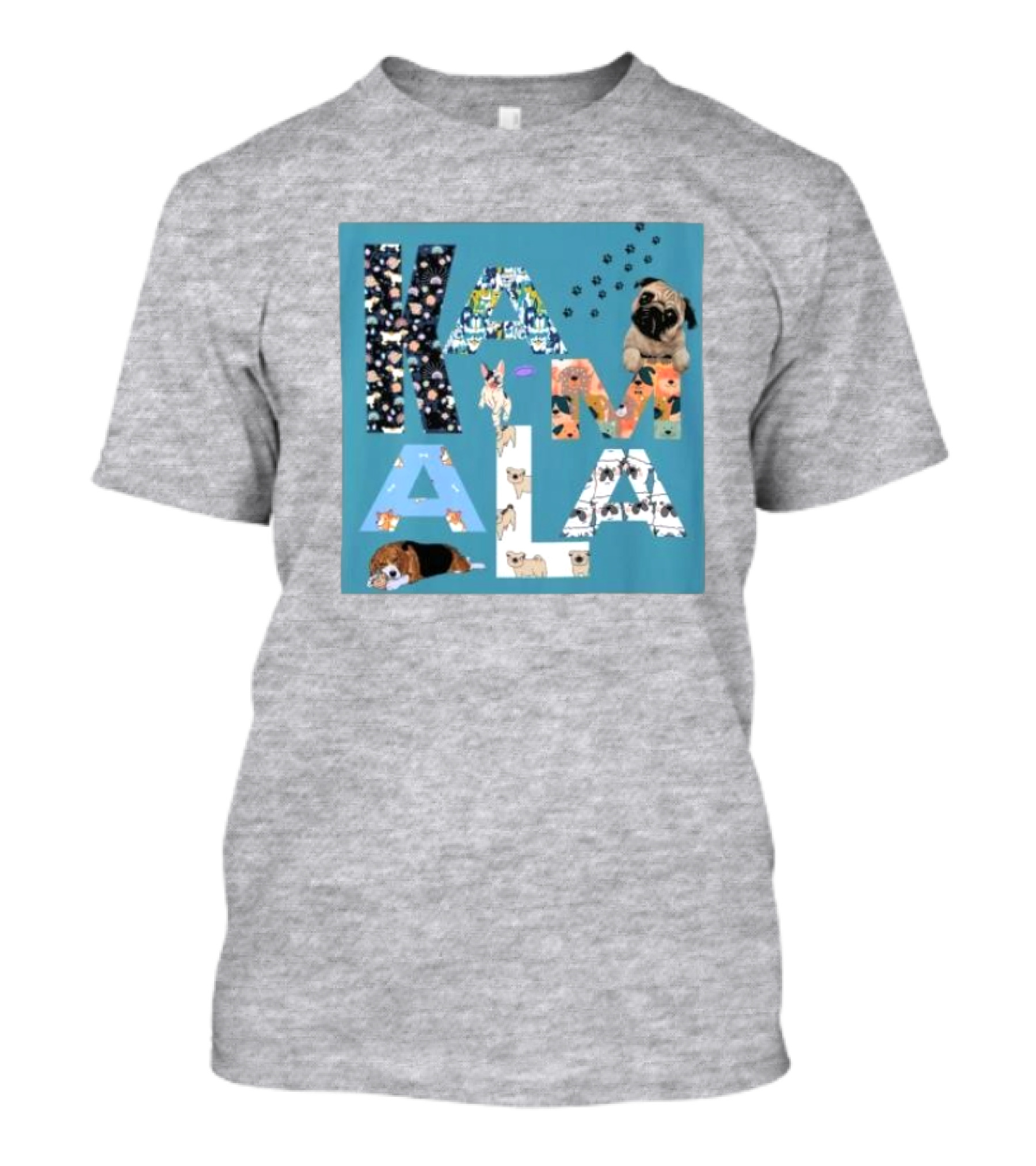Kamala Chaotic Dog Moms Childless Dog Ladies Pug Patterns Paw Prints T-Shirt