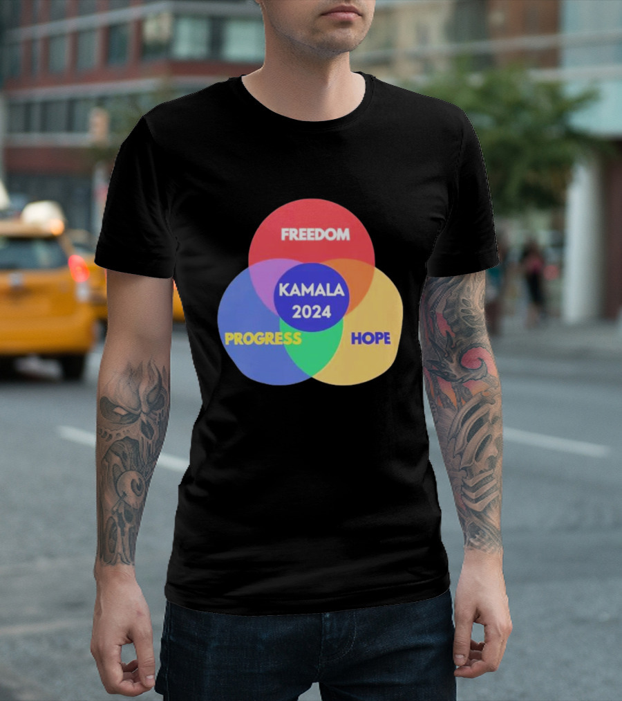 Kamala 2024 Venn Diagram Freedom Progress Hope T-Shirt