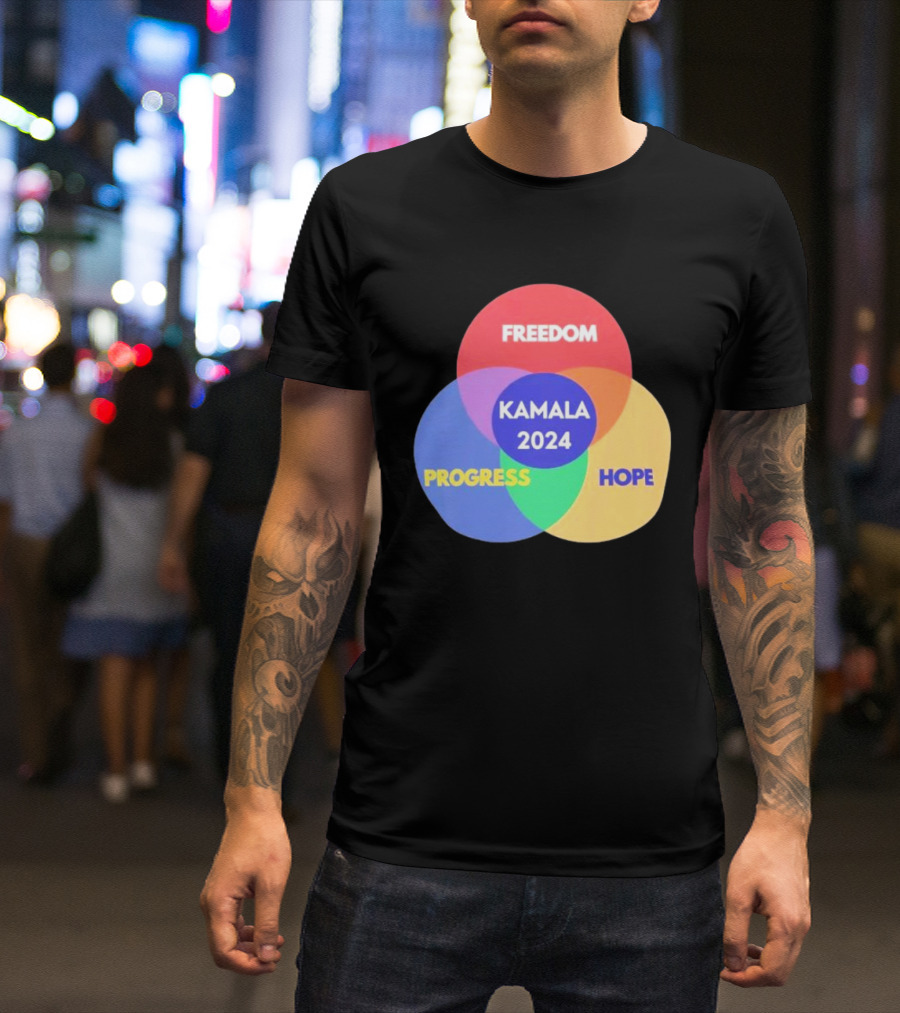 Kamala 2024 Venn Diagram Freedom Progress Hope T-Shirt