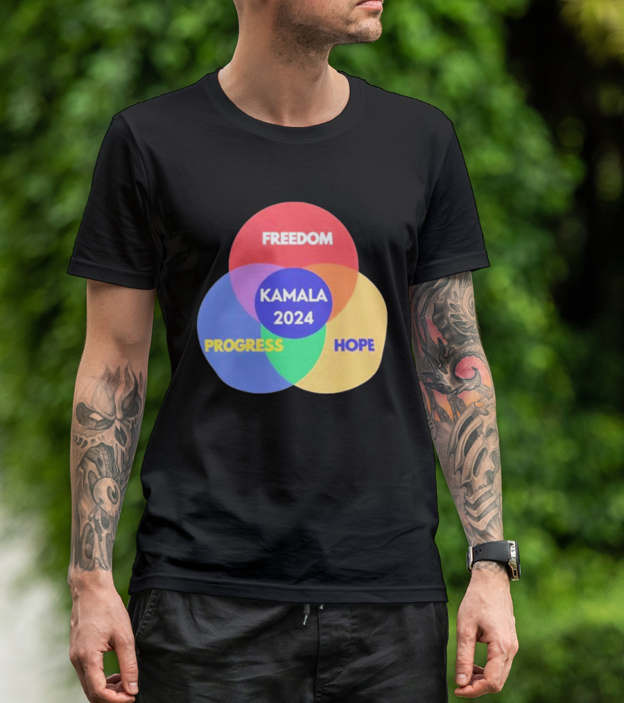 Kamala 2024 Venn Diagram Freedom Progress Hope T-Shirt