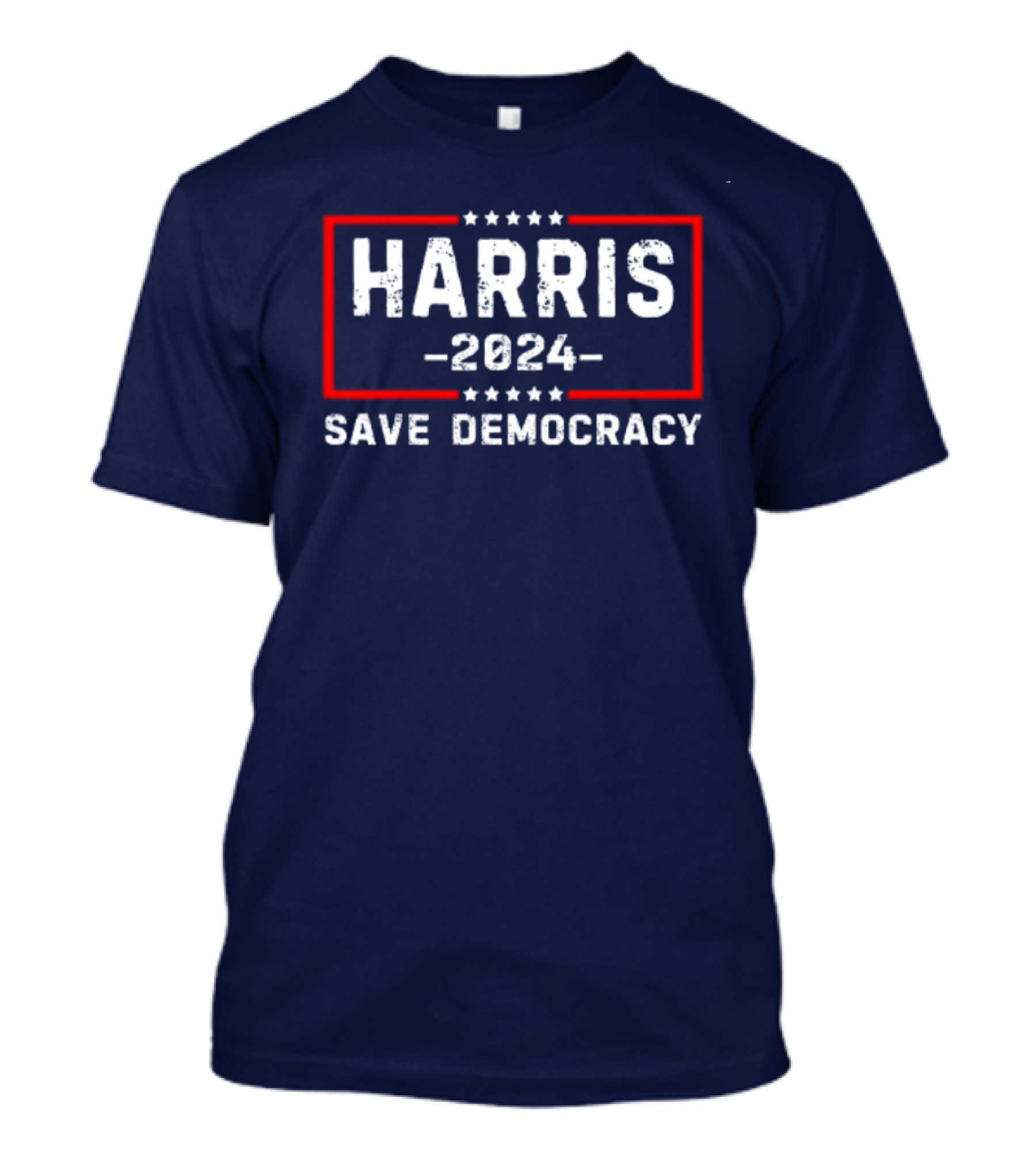 Kamala Harris 2024 Save Democracy Stars And Bold Red Frame T-Shirt