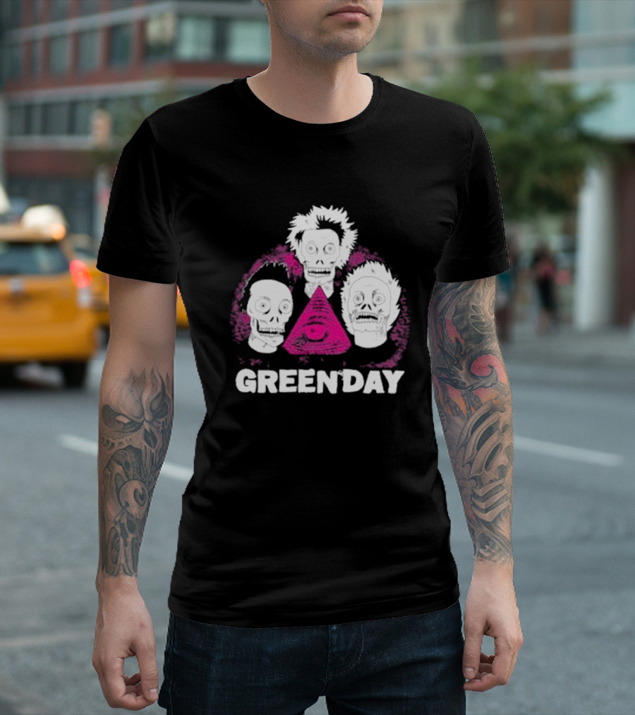 Green Day Skeletons Pink Eye Pyramid T-Shirt
