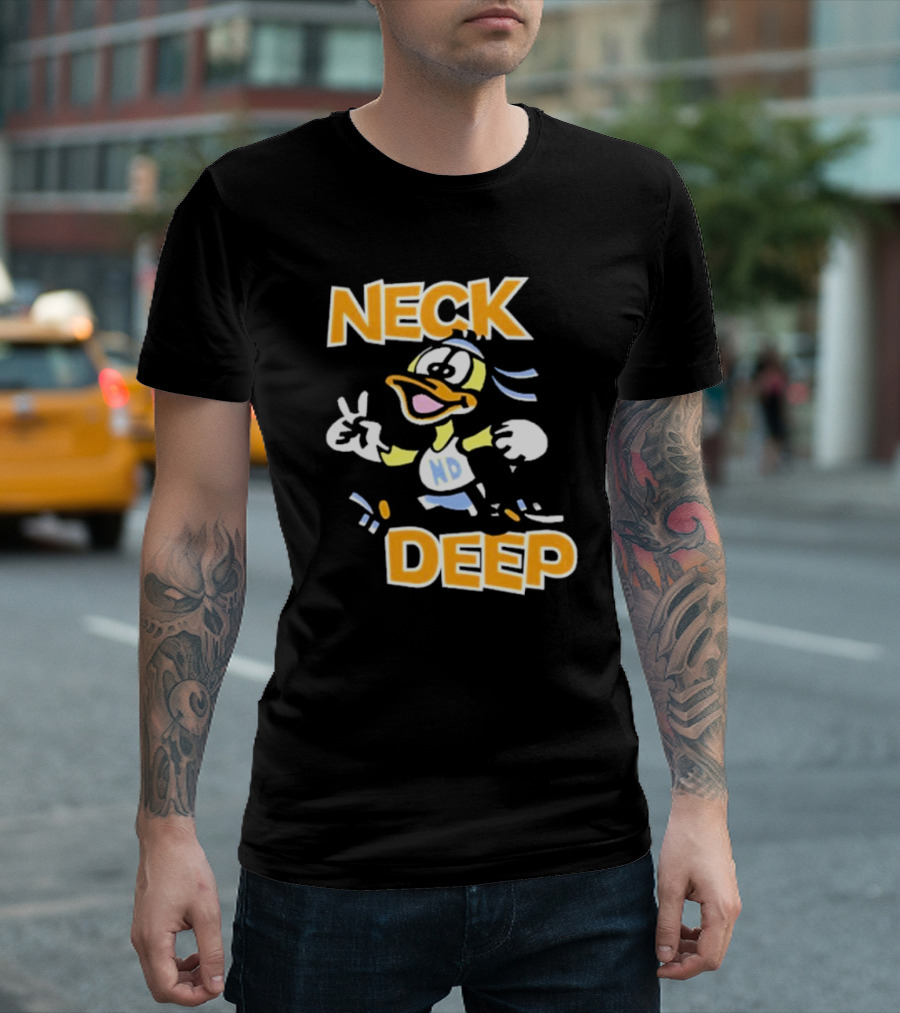 Neck Deep Duck ND Peace Sign Retro Basketball Style T-Shirt