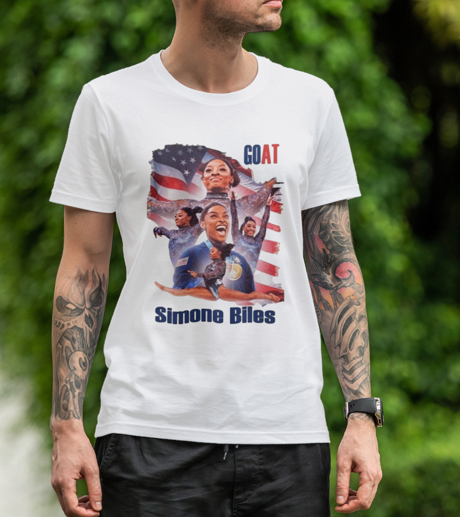 Simone Biles GOAT American Flag T-Shirt