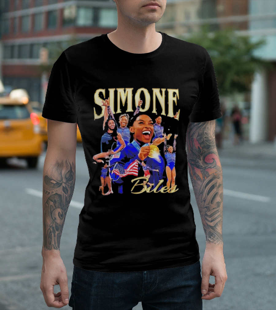 Simone Biles Olympic Gold Medalist Team USA Gymnast Paris T-Shirt