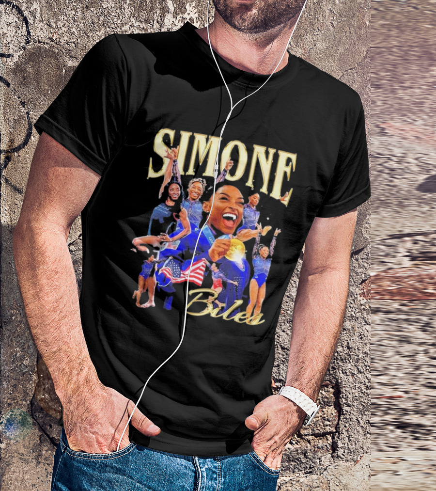 Simone Biles Olympic Gold Medalist Team USA Gymnast Paris T-Shirt