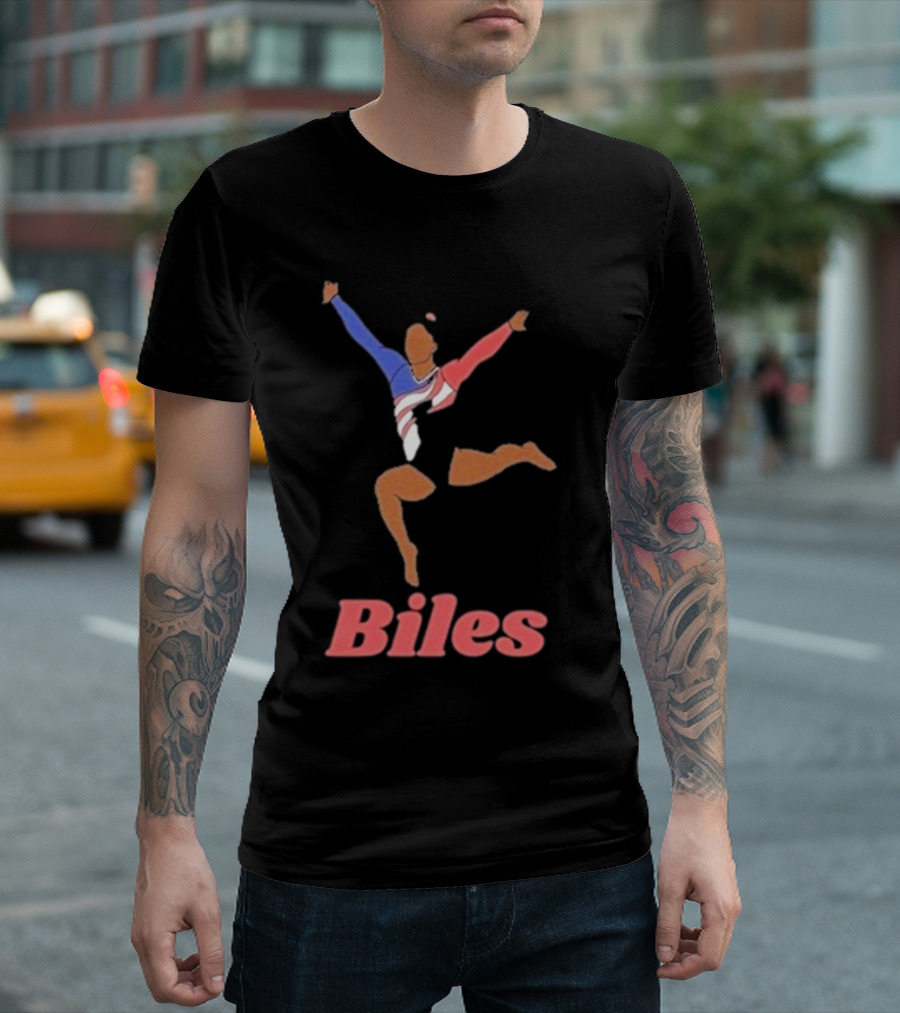 Biles Gymnastics Athlete in Flag Colors T-Shirt