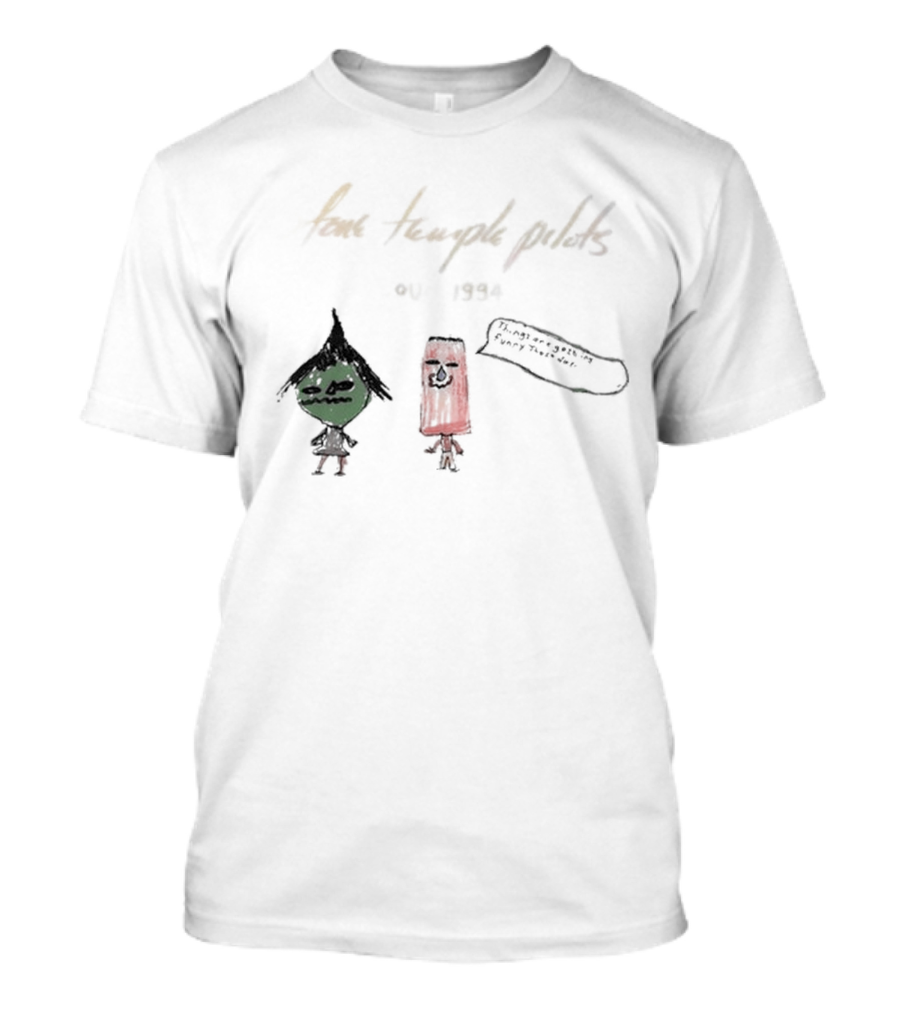 Stone Temple Pilots Tour 1994 Cartoon Characters Speech Bubble T-Shirt