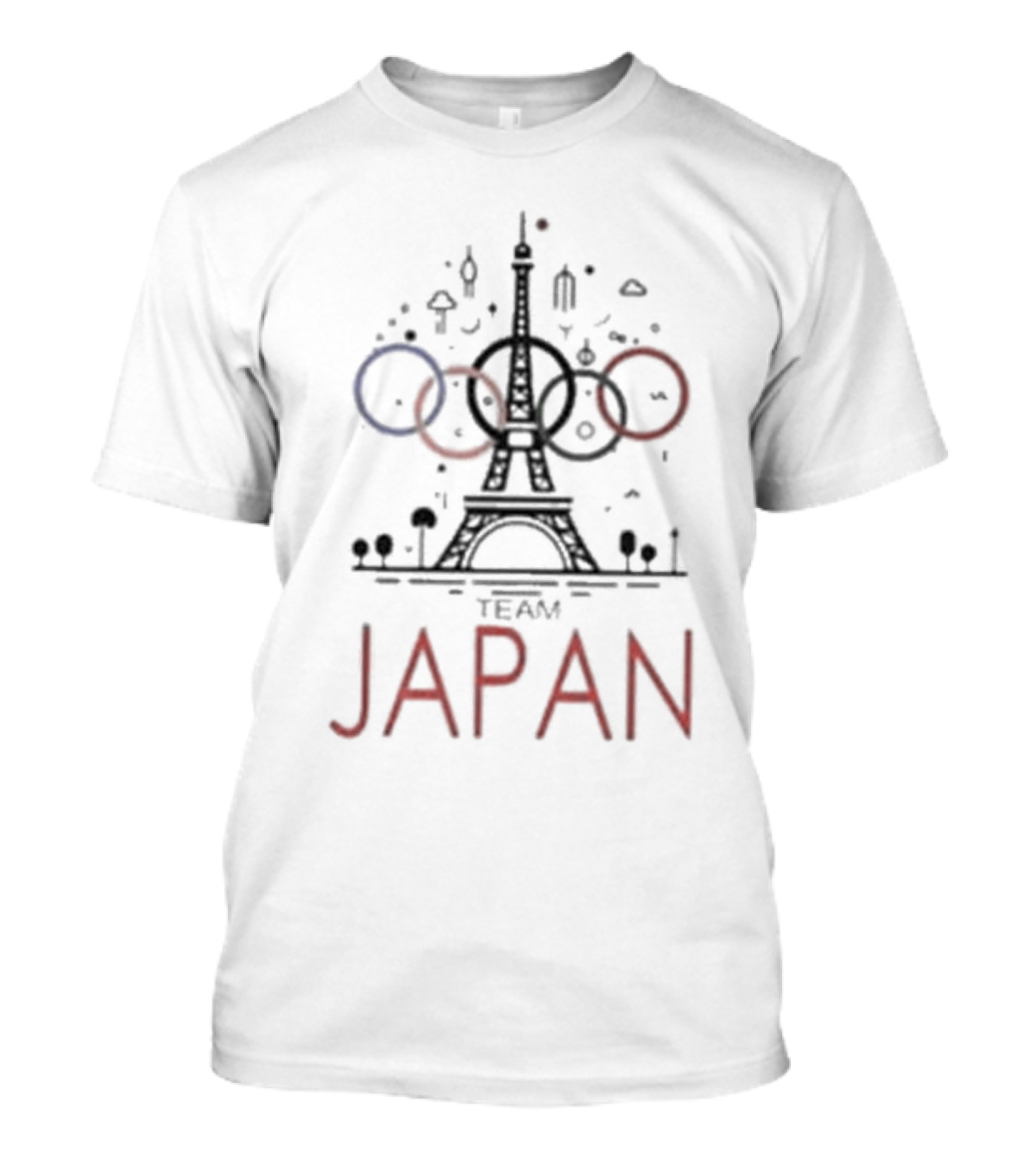 Team Japan Paris 2024 Olympics Eiffel Tower Rings T-Shirt