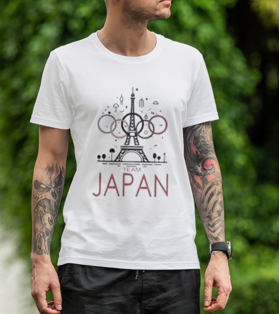 Team Japan Paris 2024 Olympics Eiffel Tower Rings T-Shirt
