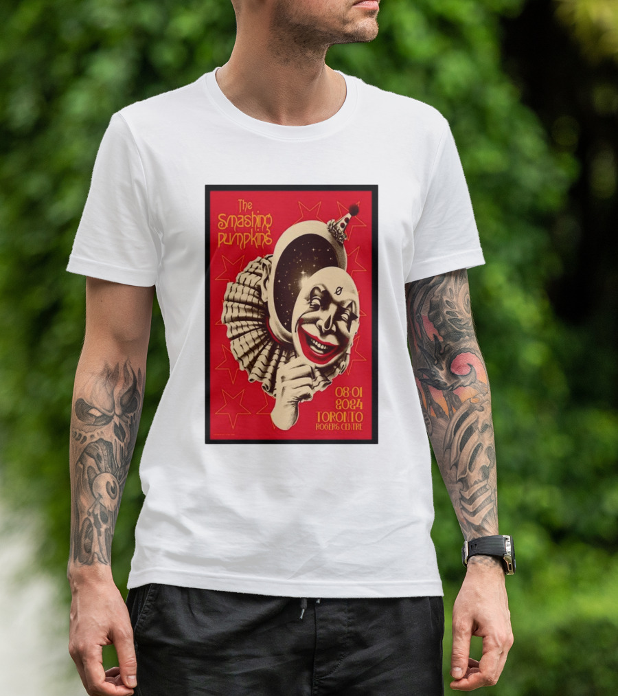 The Smashing Pumpkins Aug 1 2024 Toronto Rogers Centre Clown And Stars T-Shirt