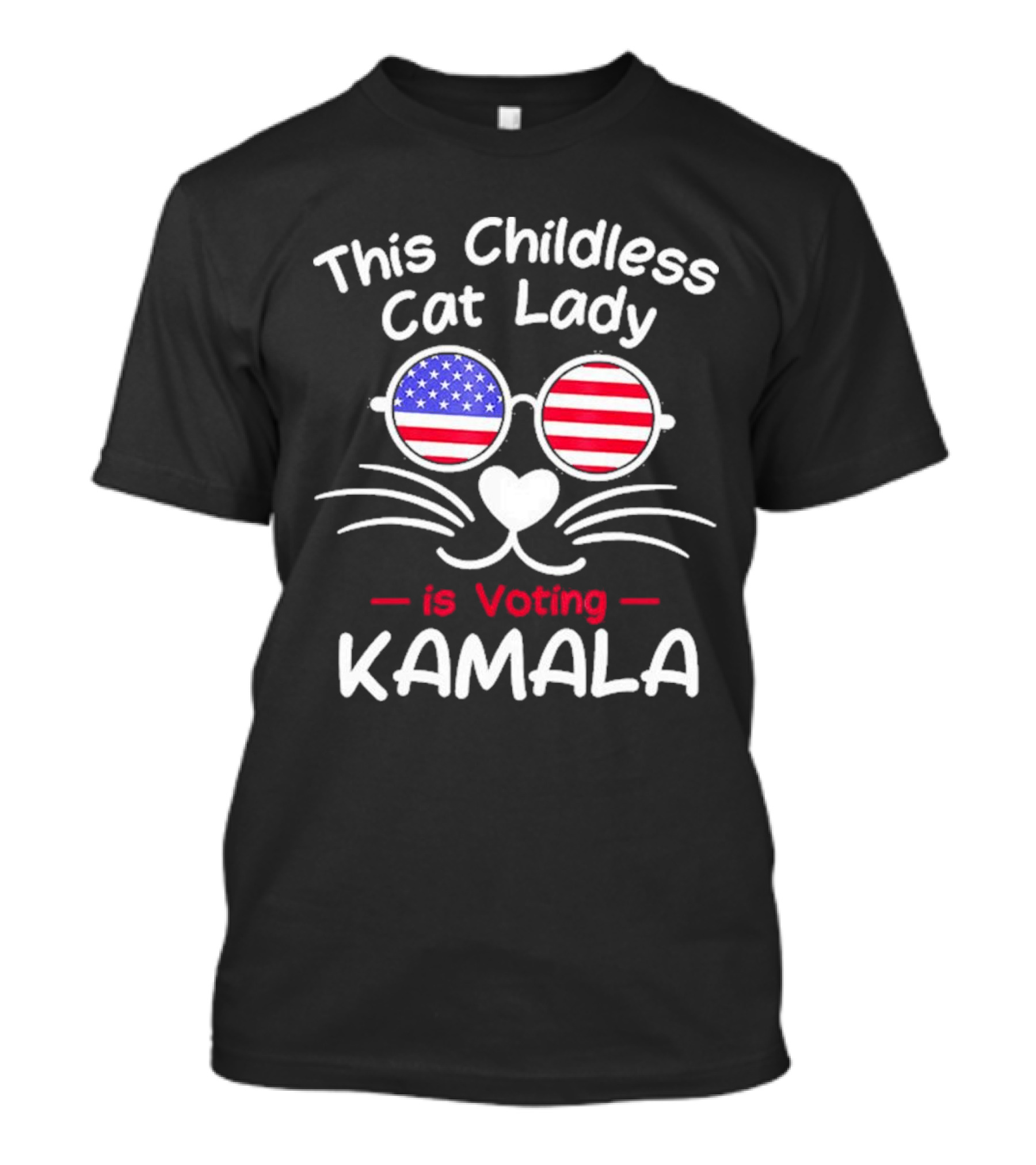 This Childless Cat Lady Is Voting Kamala Patriotic Cat Glasses T-Shirt