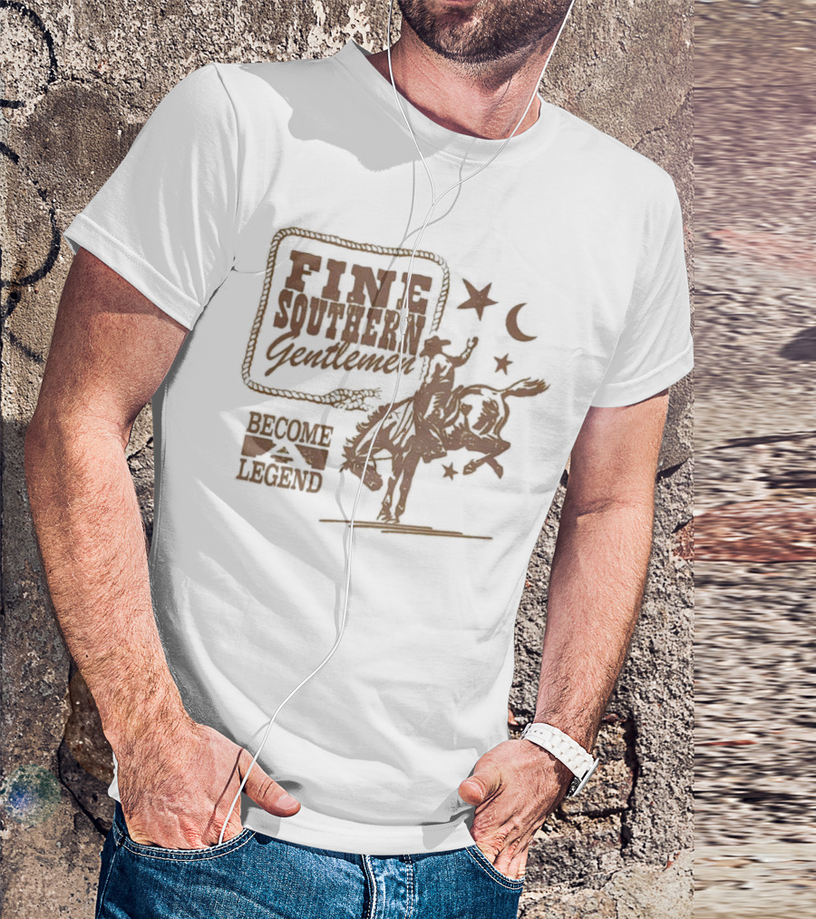 Fine Southern Gentlemen Become Legend Cowboy Moon And Stars T-Shirt