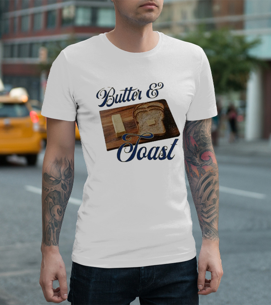 Middleclassfancy Butter and Toast Bread Slice with Butter Block T-Shirt