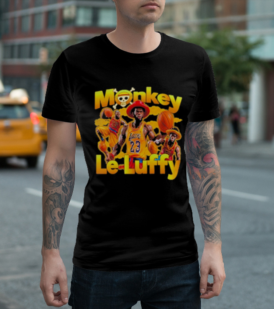 Monkey Le Luffy Lakers Basketball Crossbones Hat T-Shirt