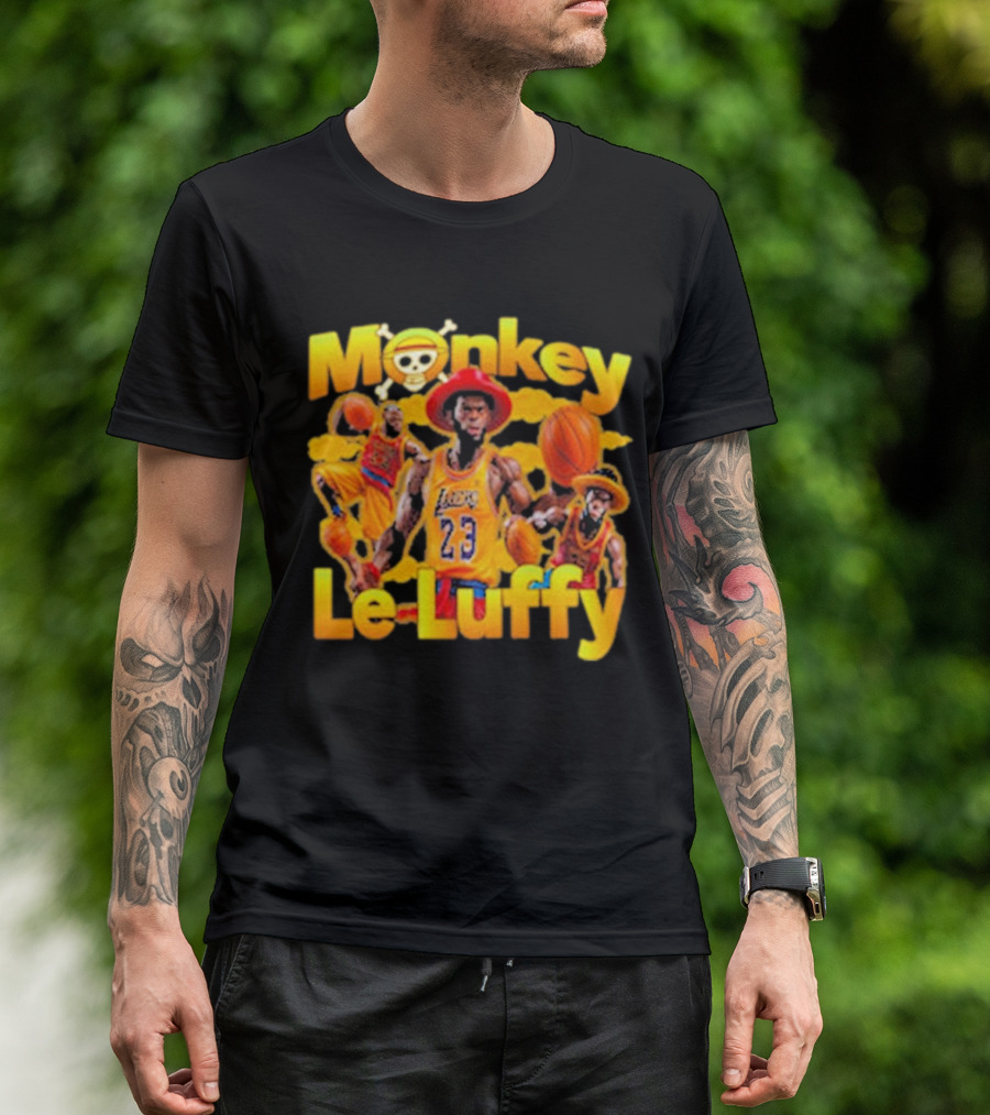 Monkey Le Luffy Lakers Basketball Crossbones Hat T-Shirt
