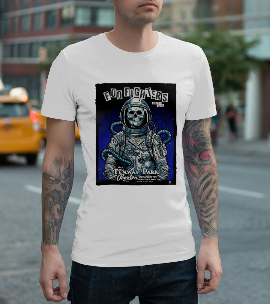 Foo Fighters July 21 2024 Fenway Park Boston Massachusetts Astronaut Skull T-Shirt