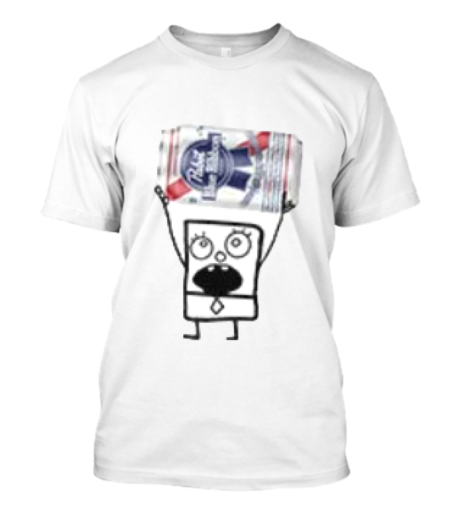 Pabst Blue Ribbon Doodlebob SpongeBob SquarePants Crossover T-Shirt