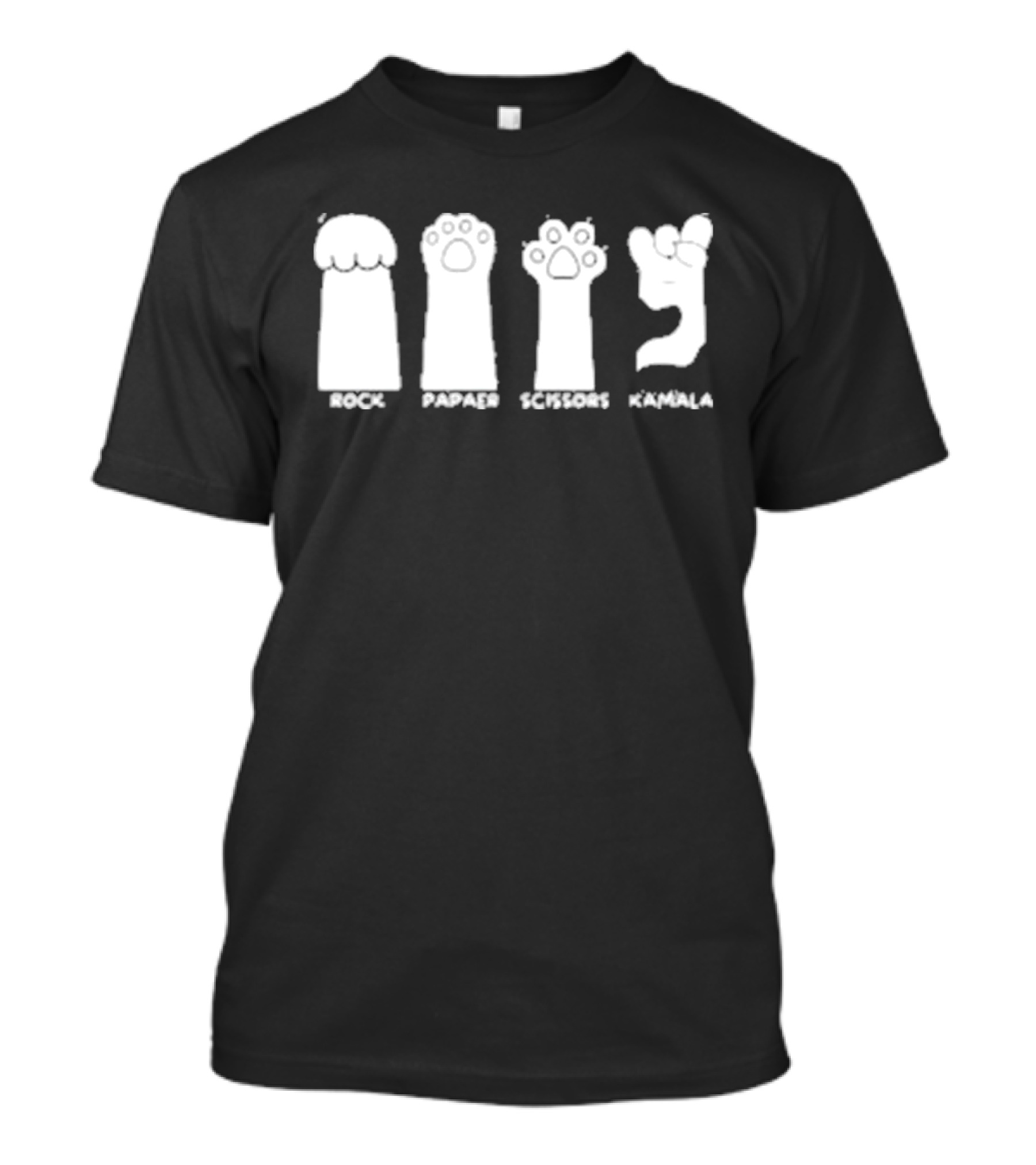 Rock Paper Scissors Kamala Cat Paws Game T-Shirt