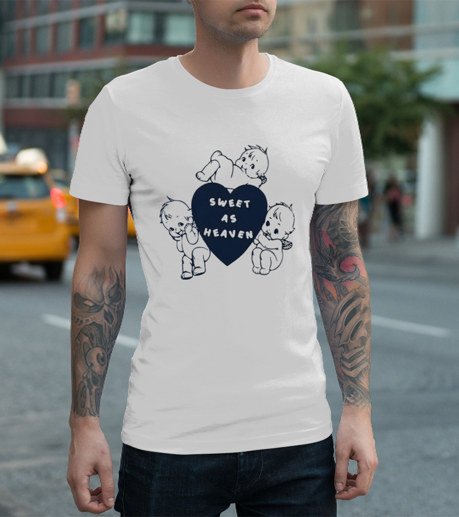 Sweet As Heaven Cherubs Blue Heart T-Shirt