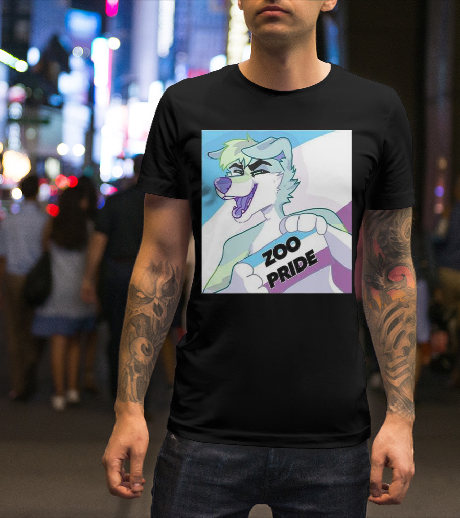 Zoo Pride Furry Character Holding Flag T-Shirt