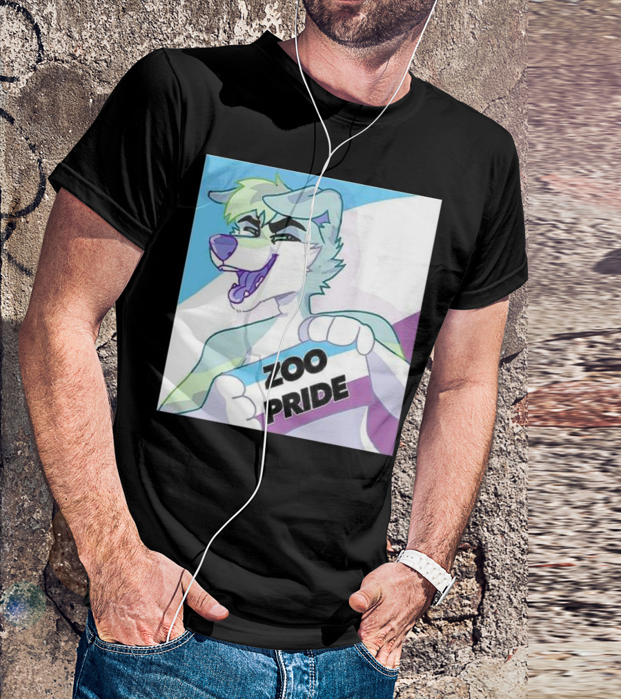 Zoo Pride Furry Character Holding Flag T-Shirt