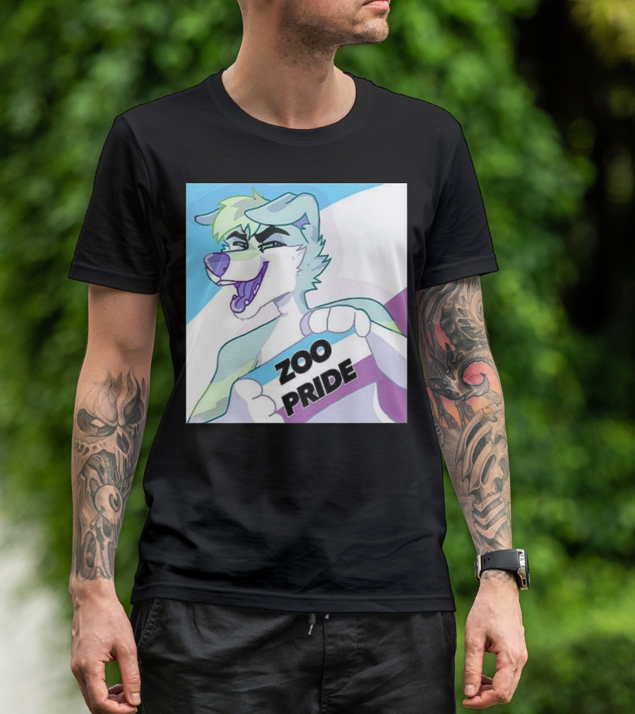 Zoo Pride Furry Character Holding Flag T-Shirt