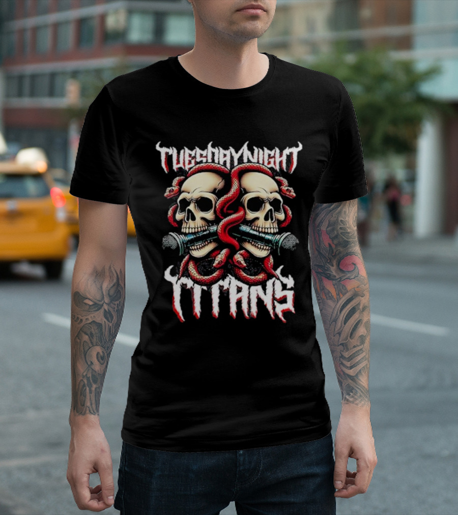 Tuesday Night Titans Jason Solomon Skull and Snake Microphones T-Shirt