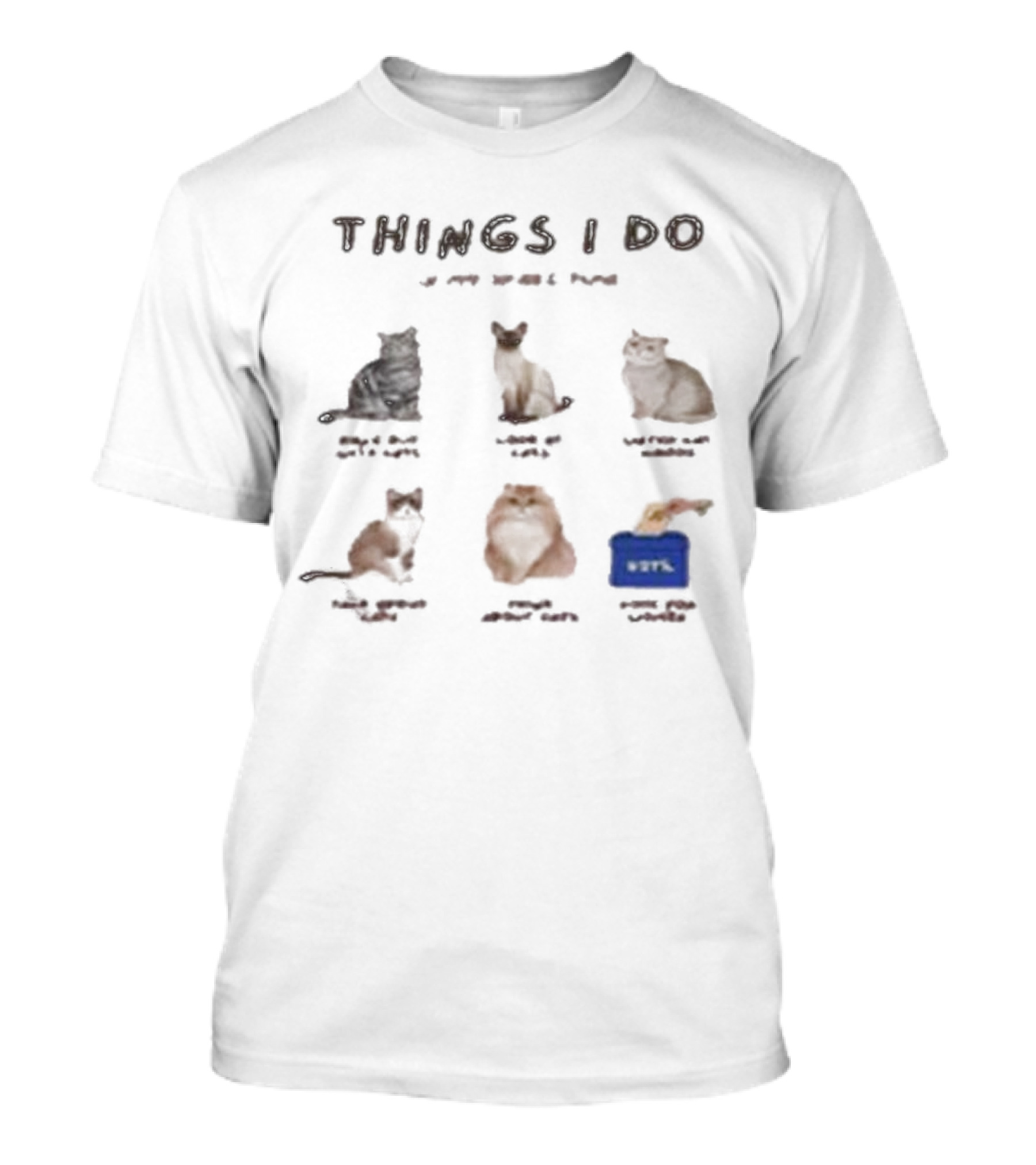 THINGS I DO Chat With Cats Nap With Cats Stay Home With Cats Read With Cats Watch Cats Vote For Cats T-Shirt