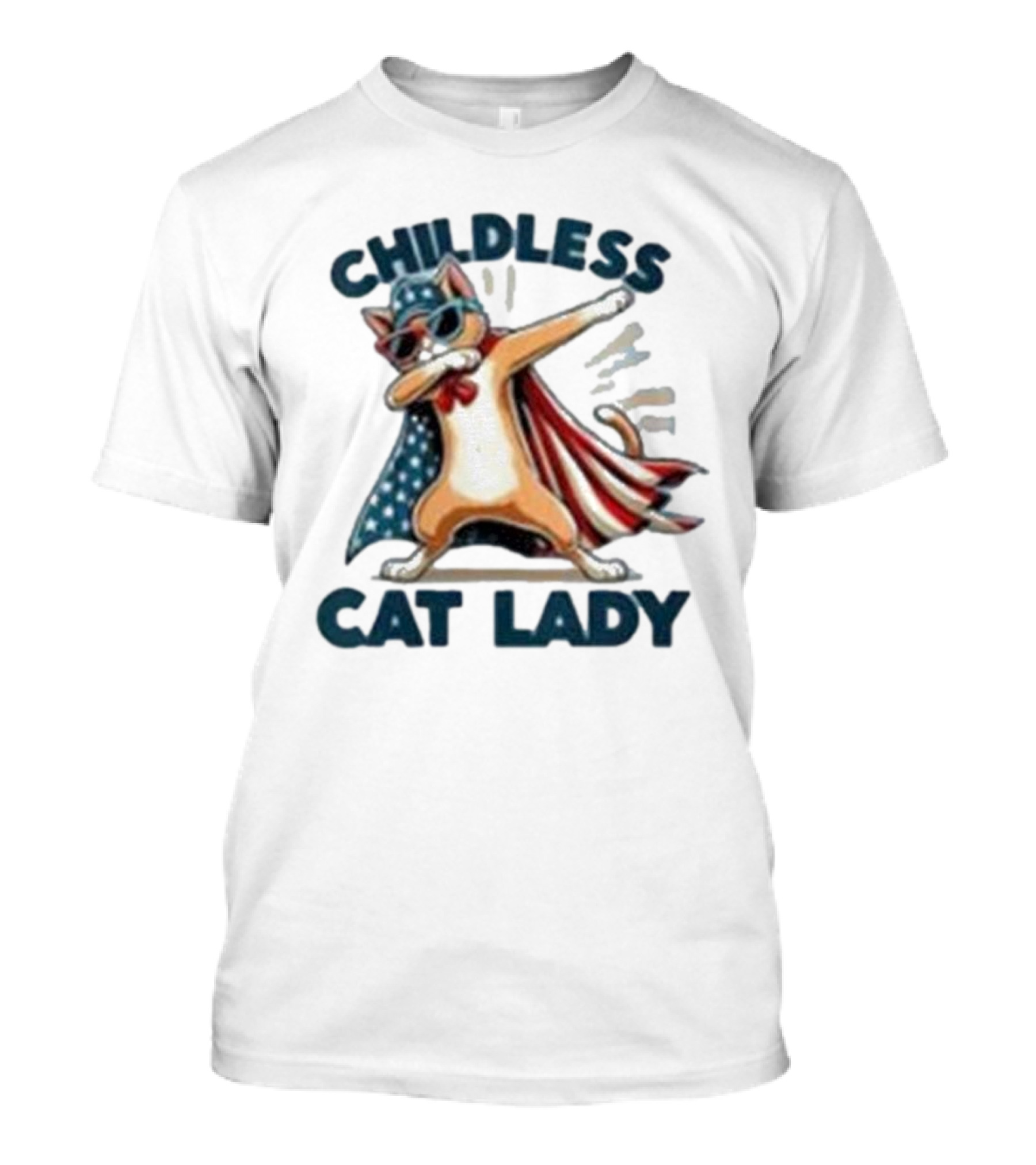 Childless Cat Lady Kamala 2024 Patriotic Dab V-Neck T-Shirt