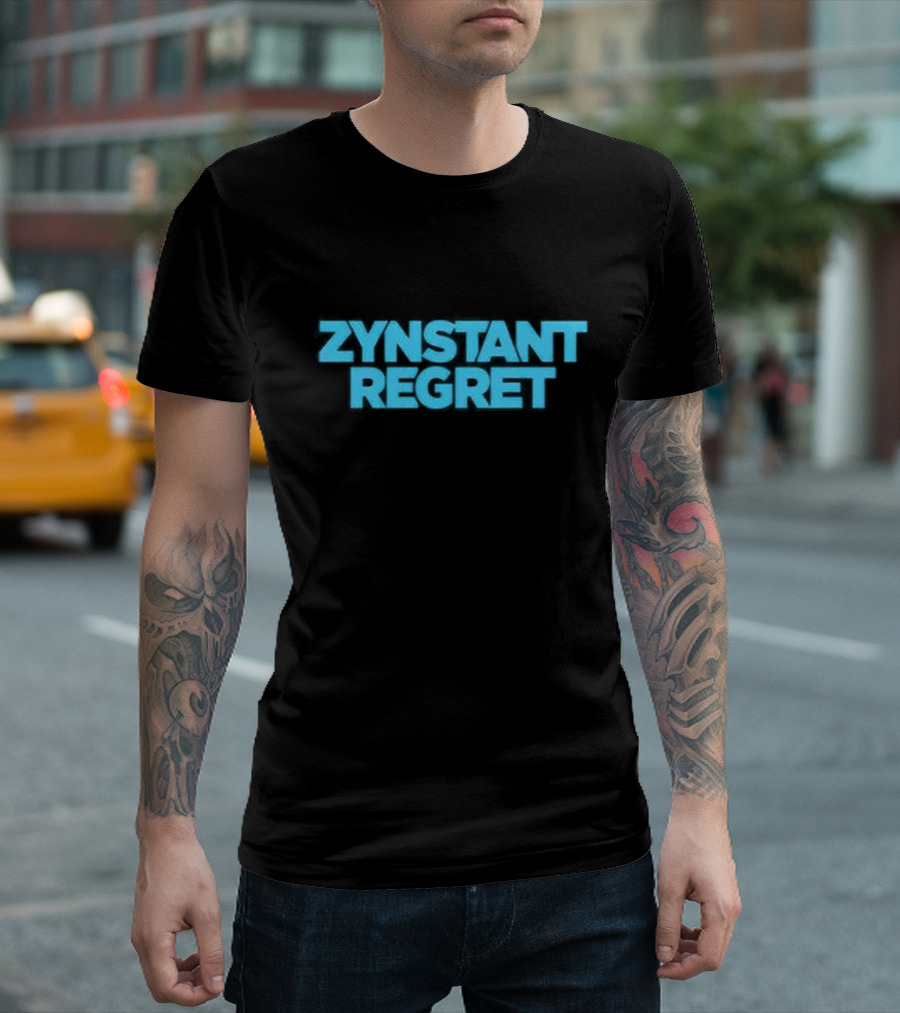 Zynstant Regret Bold Blue Typography T-Shirt