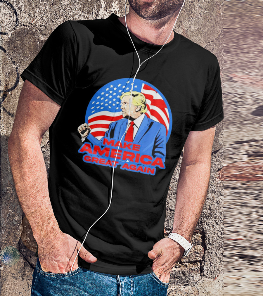 Make America Great Again Trump With American Flag T-Shirt
