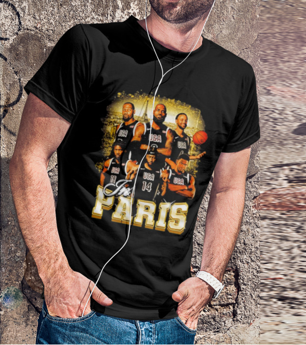 USA Basketball Players In Paris Eiffel Tower T-Shirt