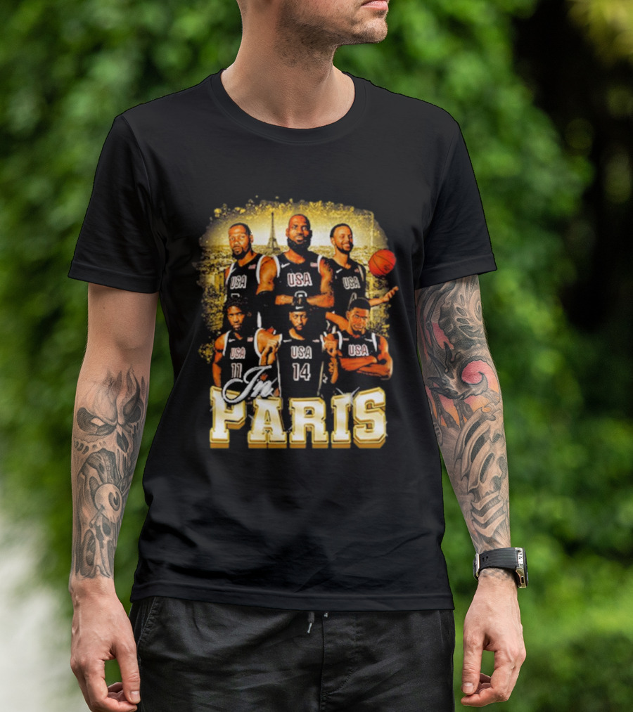 USA Basketball Players In Paris Eiffel Tower T-Shirt