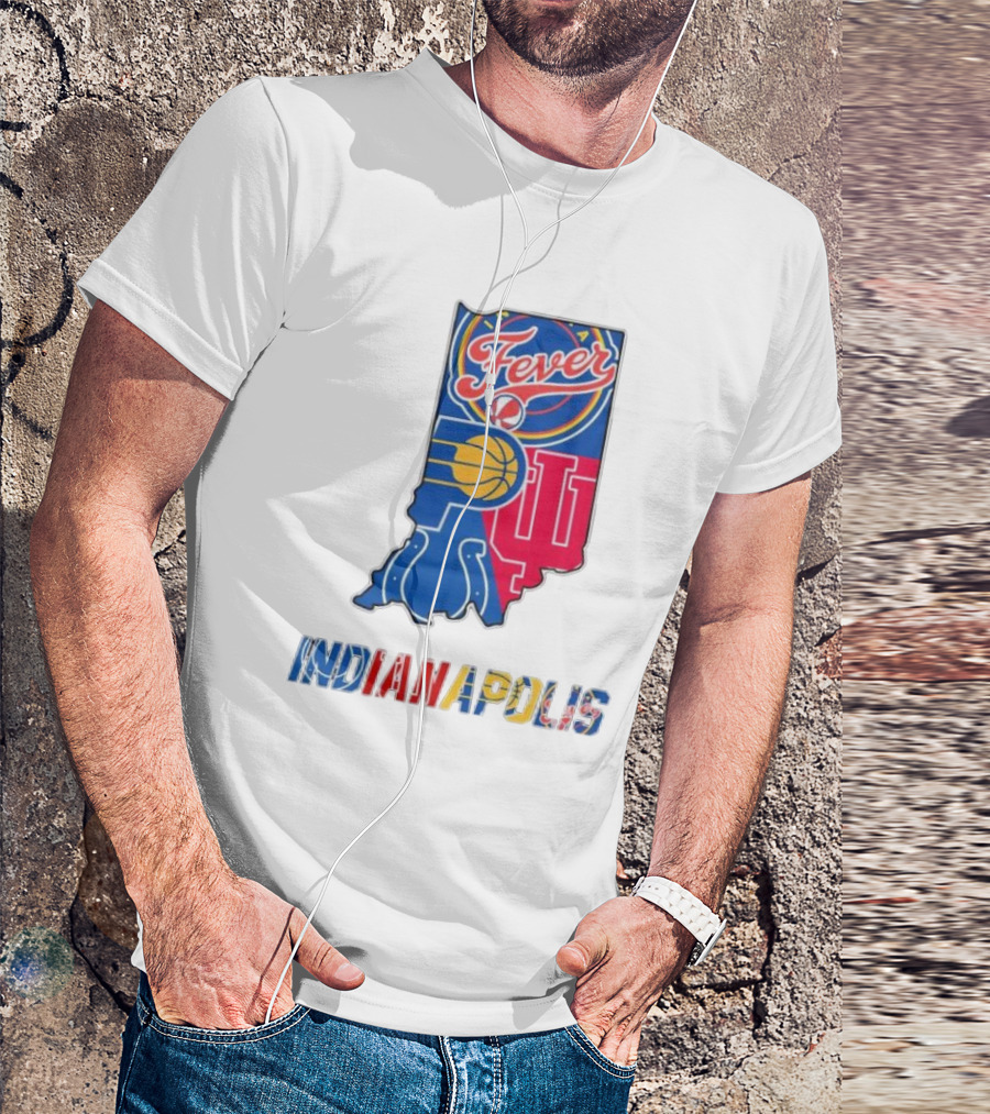 Indianapolis Fever Pacers IU Colts Map T-Shirt